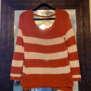 Striped open back sweater